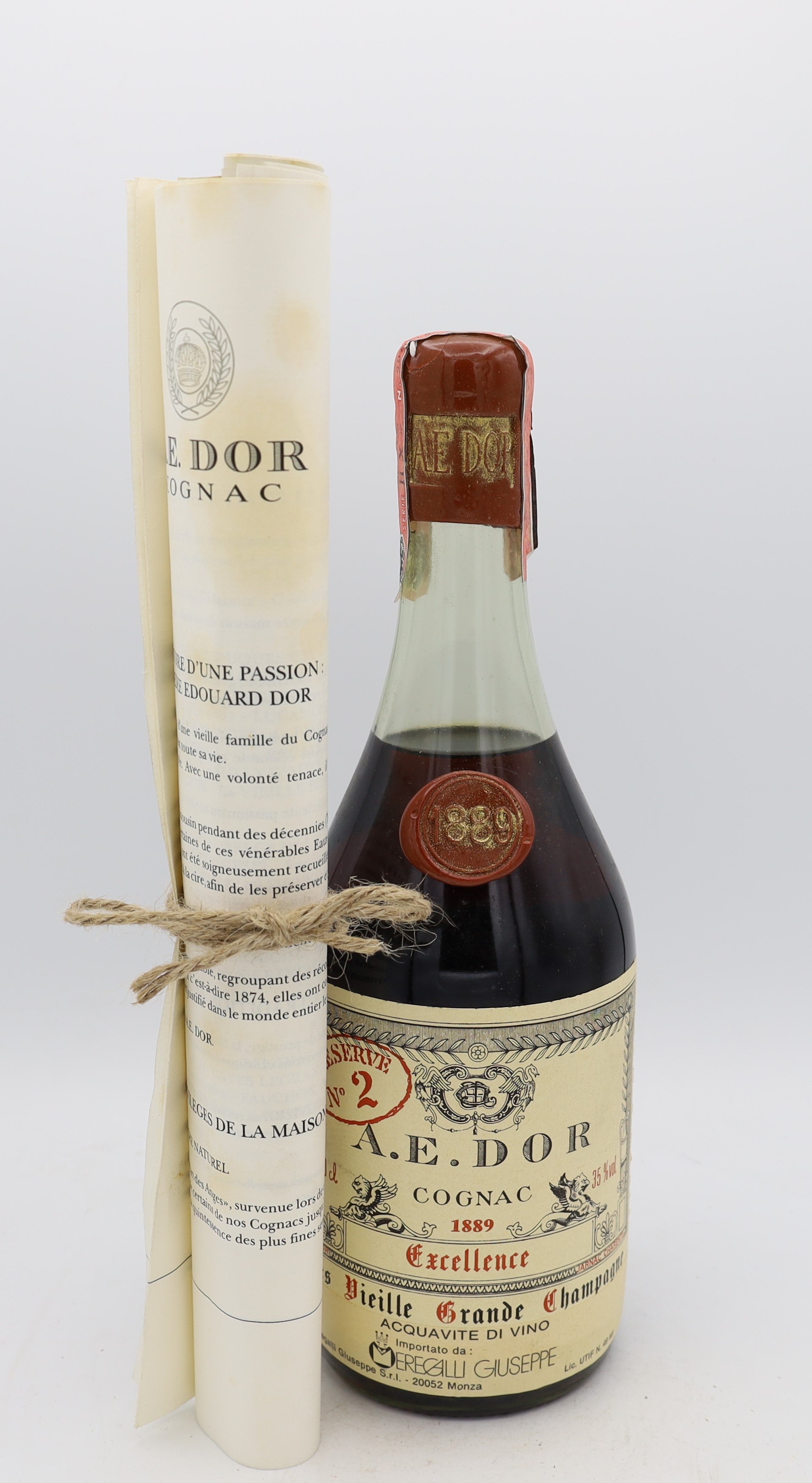 A.E. Dor 1889 Excellence Cognac No.2 – rare vintage French cognac, premium collectible bottle for connoisseurs