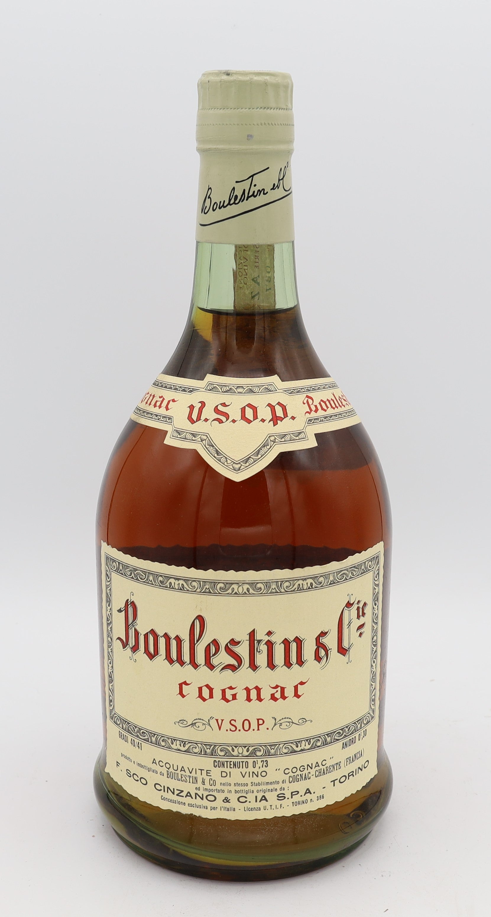 Boulestin VSOP Cognac – vintage-style label design featuring classic typography, showcasing an aged French cognac with rich amber color and smooth character.