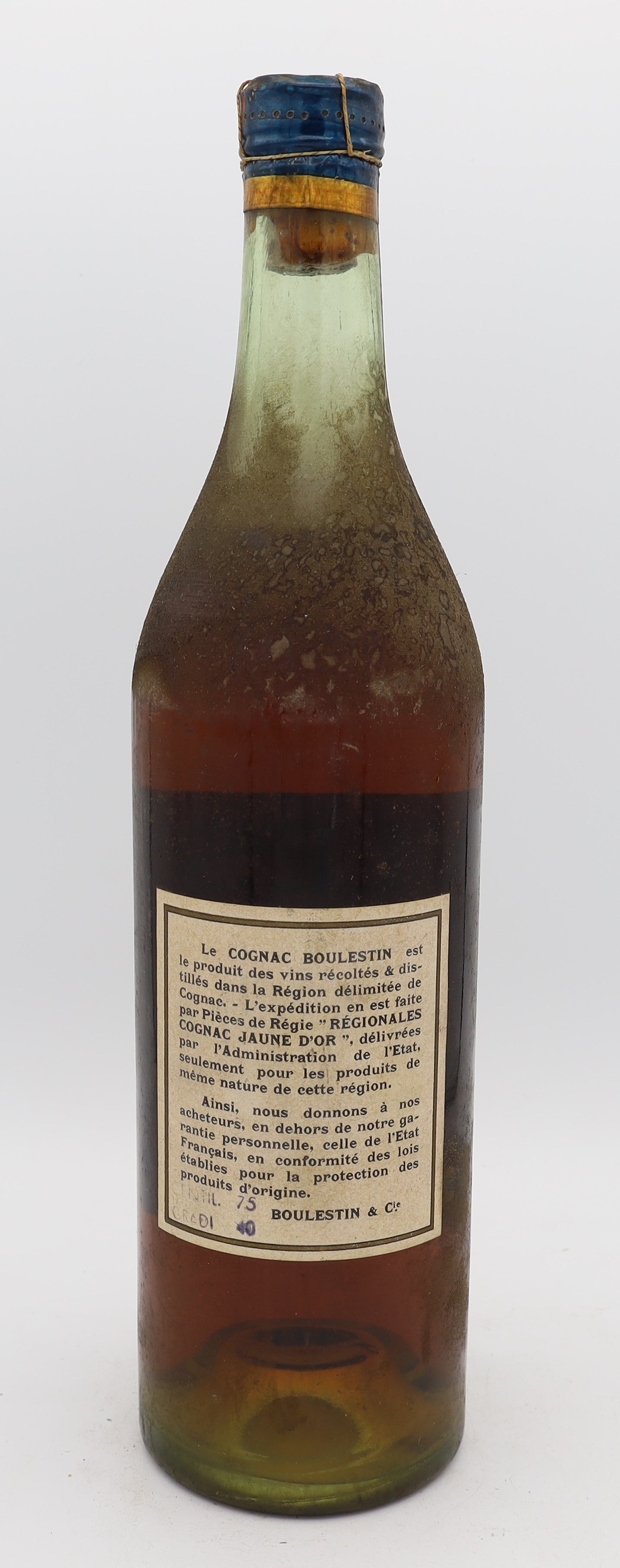 Boulestin & Co Three Star Cognac – classic French cognac with bright amber hue, youthful yet elegant, offering vibrant fruit and oak notes from traditional distillation.