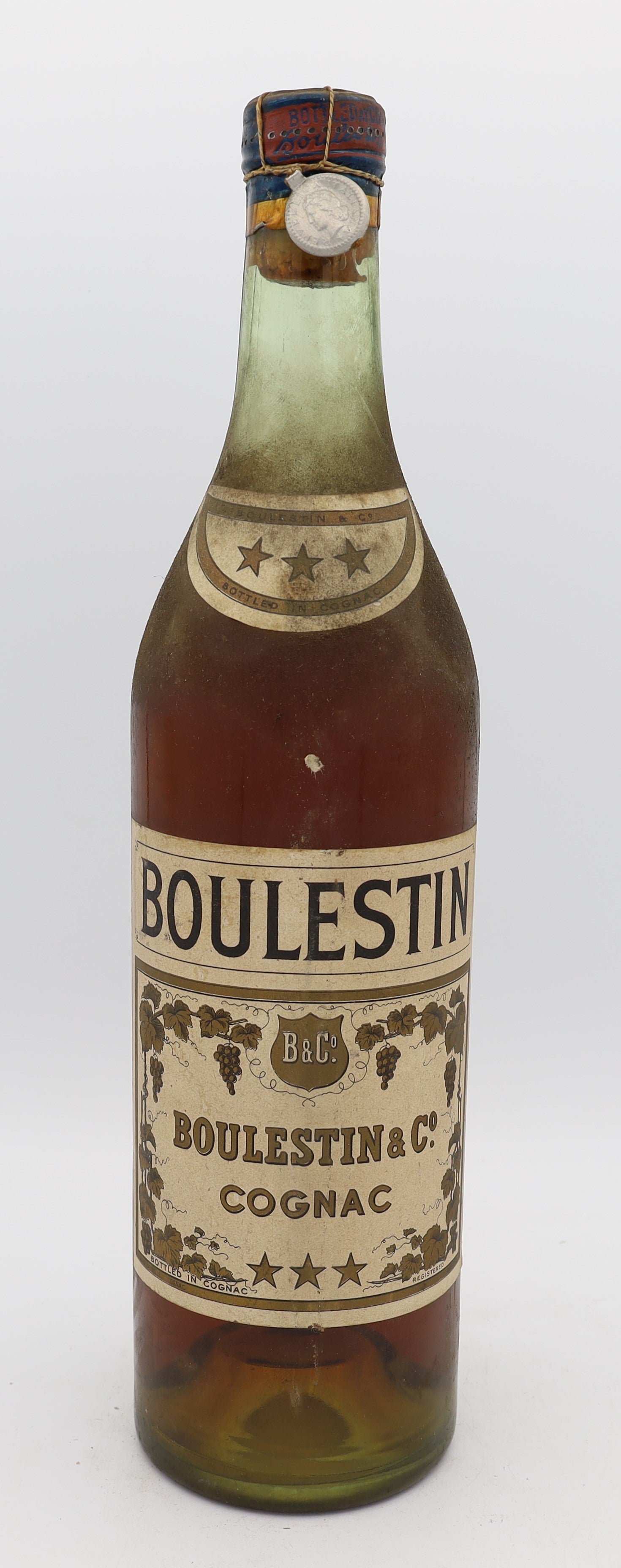Boulestin & Co Three Star Cognac – classic French cognac with bright amber hue, youthful yet elegant, offering vibrant fruit and oak notes from traditional distillation.