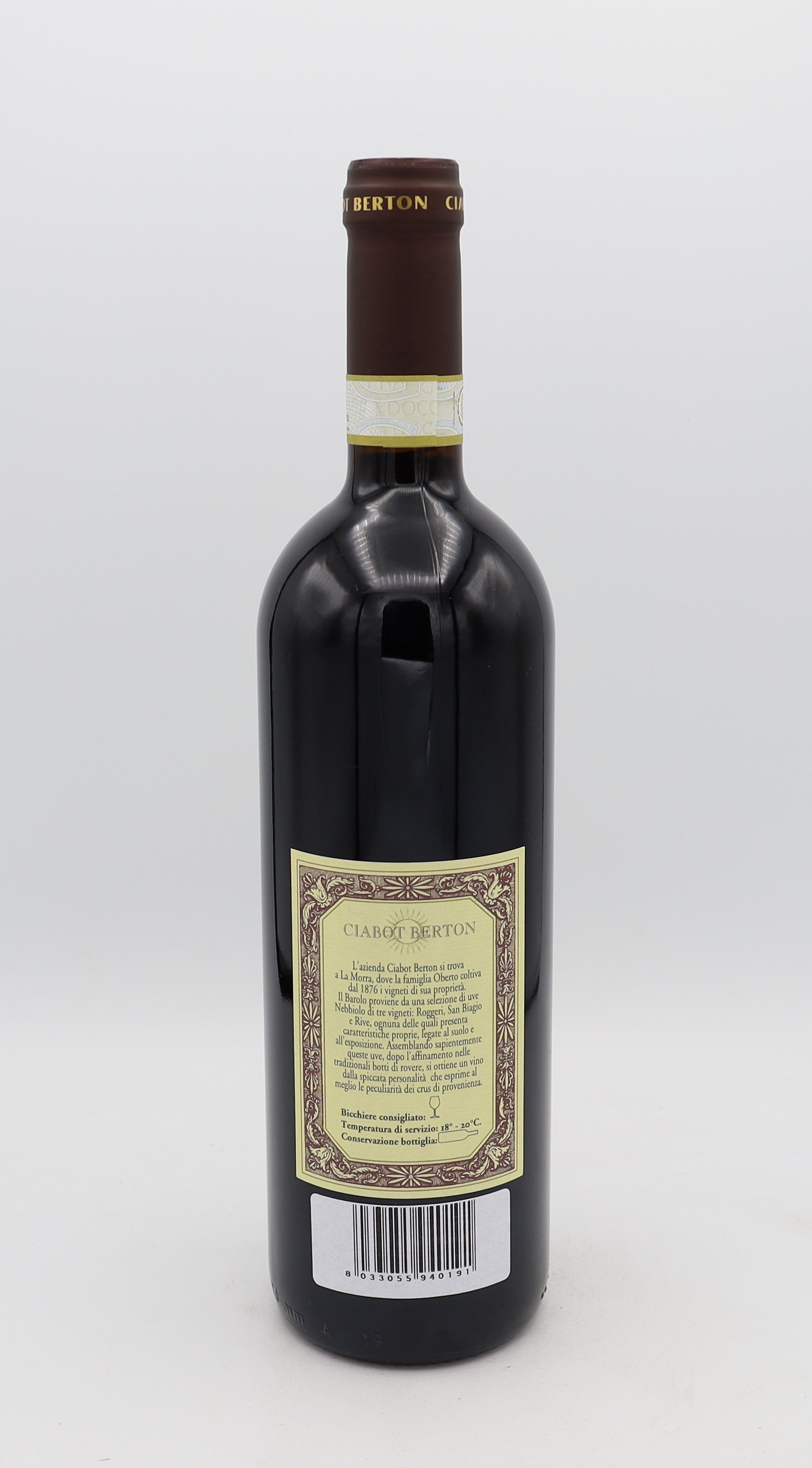 Ciabot Berton Vintage 2010 Barolo Piemonte DOCG – premium Italian red wine with rich, complex flavors and elegant structure.