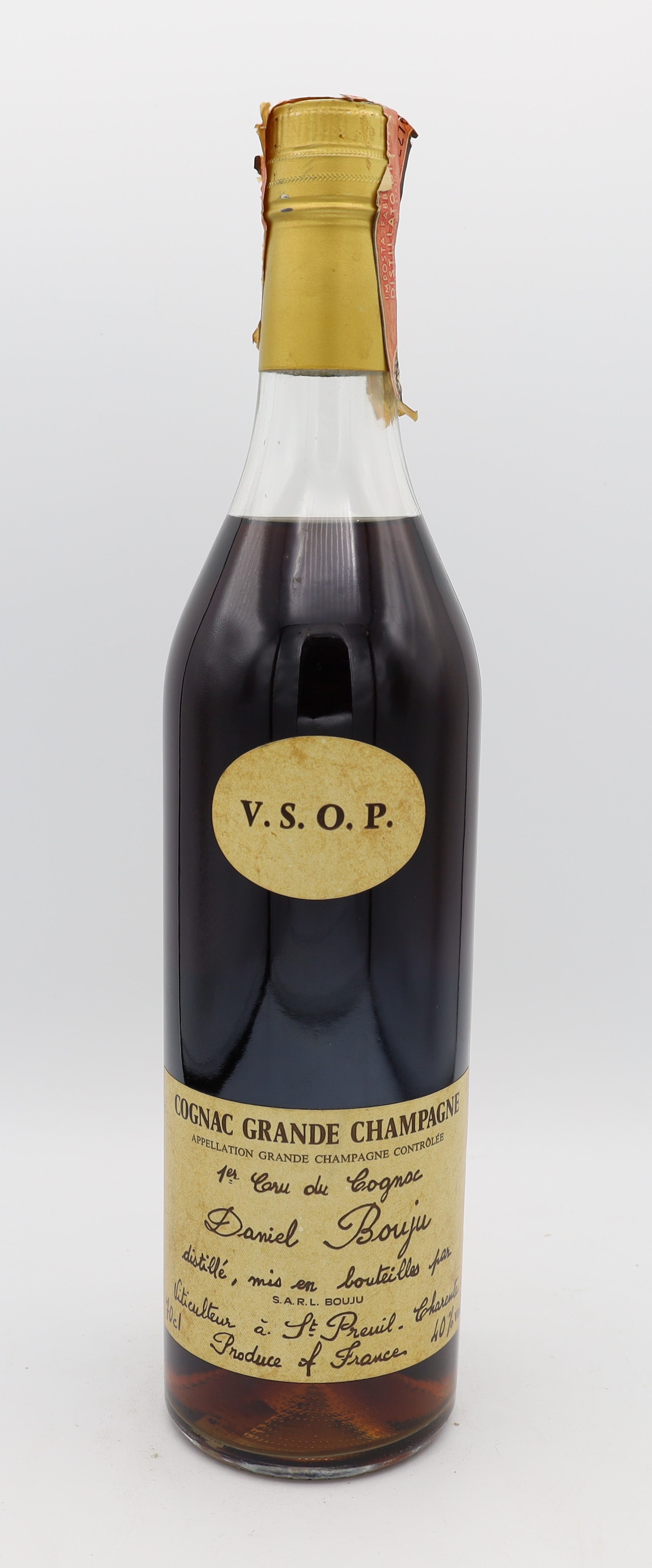 Daniel Bouju VSOP Cognac 1er Cru Grande Champagne – refined French cognac with smooth, elegant flavors, aged to perfection, ideal for collectors and connoisseurs.