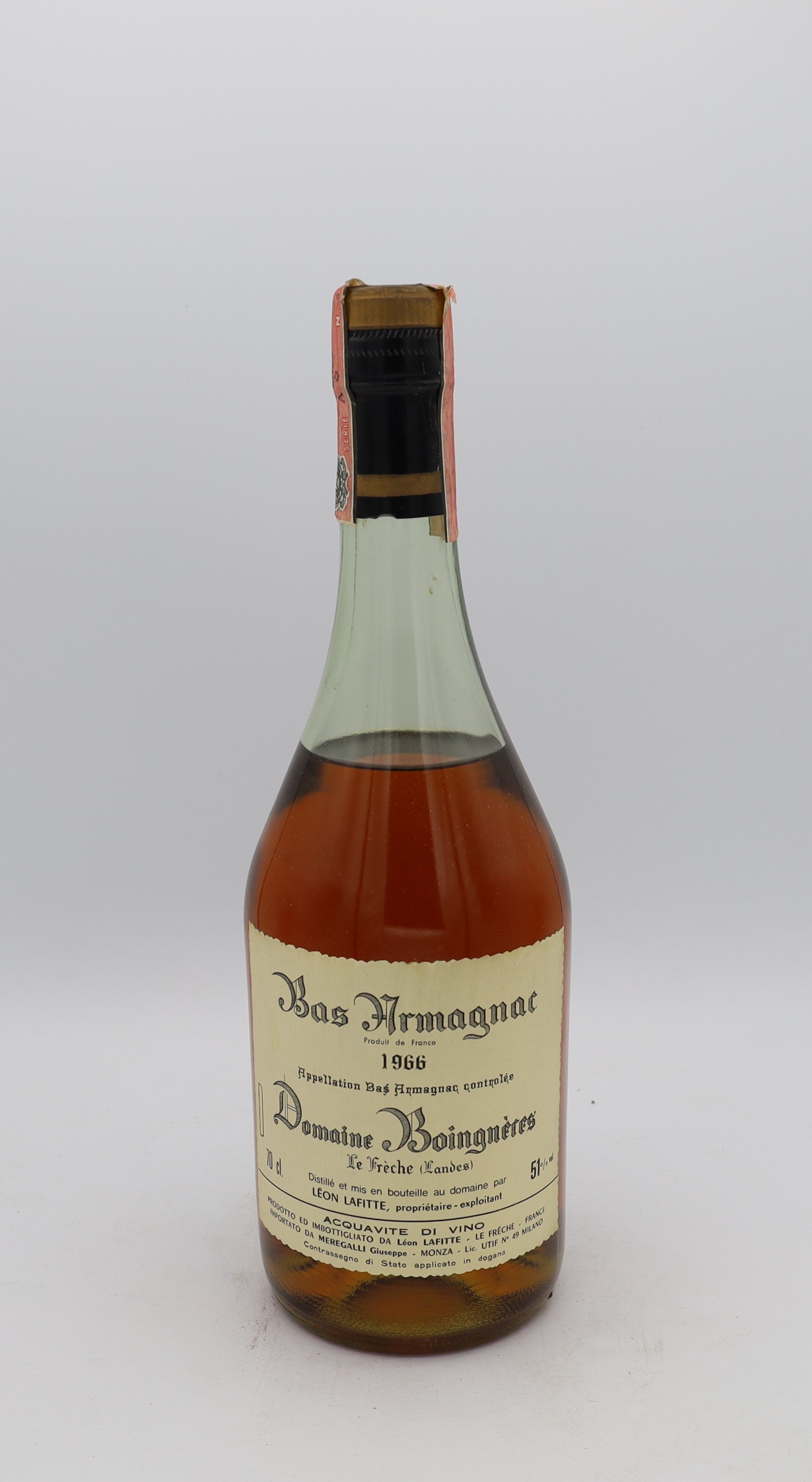 Domaine Boingneres Bas-Armagnac Vintage 1966, Reserved Treasures Club edition – rare vintage brandy with rich, complex flavors, perfect for collectors.