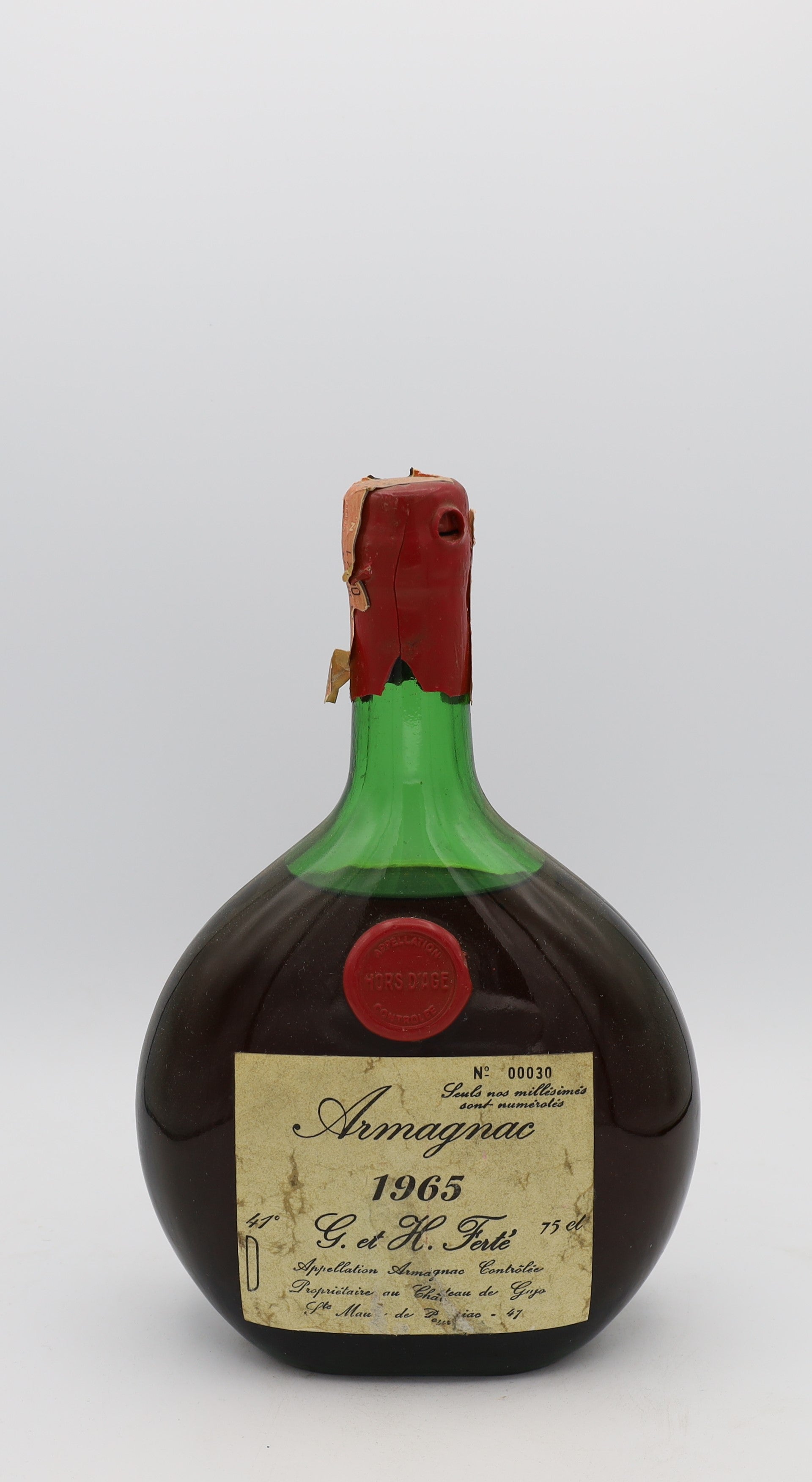 G.H. Ferté Armagnac Vintage 1965, Reserved Treasures Club edition – rare vintage brandy with rich, complex flavors, perfect for collectors.