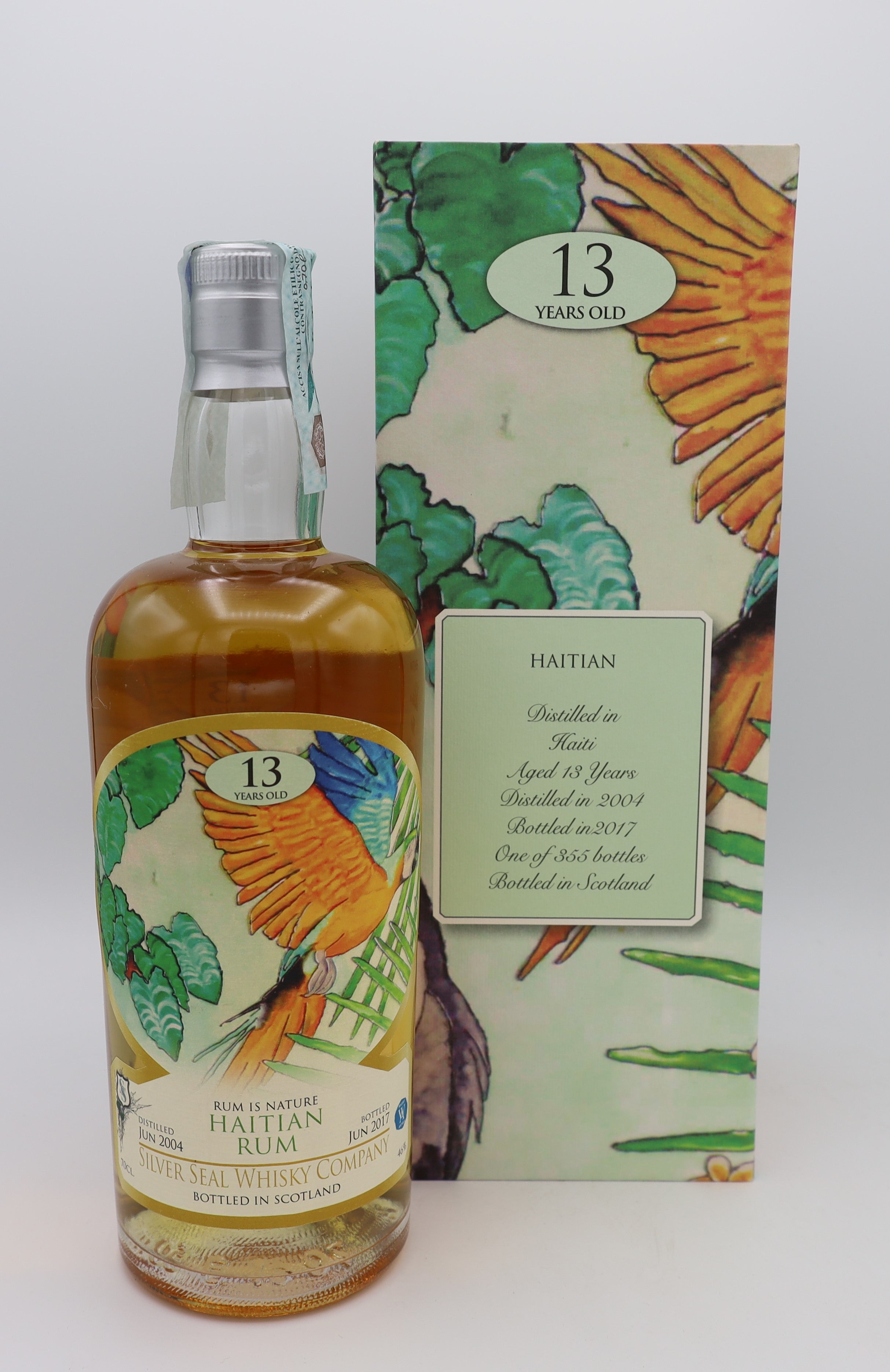 Haitian Rum Silver Seal 13YO Limited Edition – premium aged rum presented in a collector’s box, with rich, complex flavors and smooth finish.
