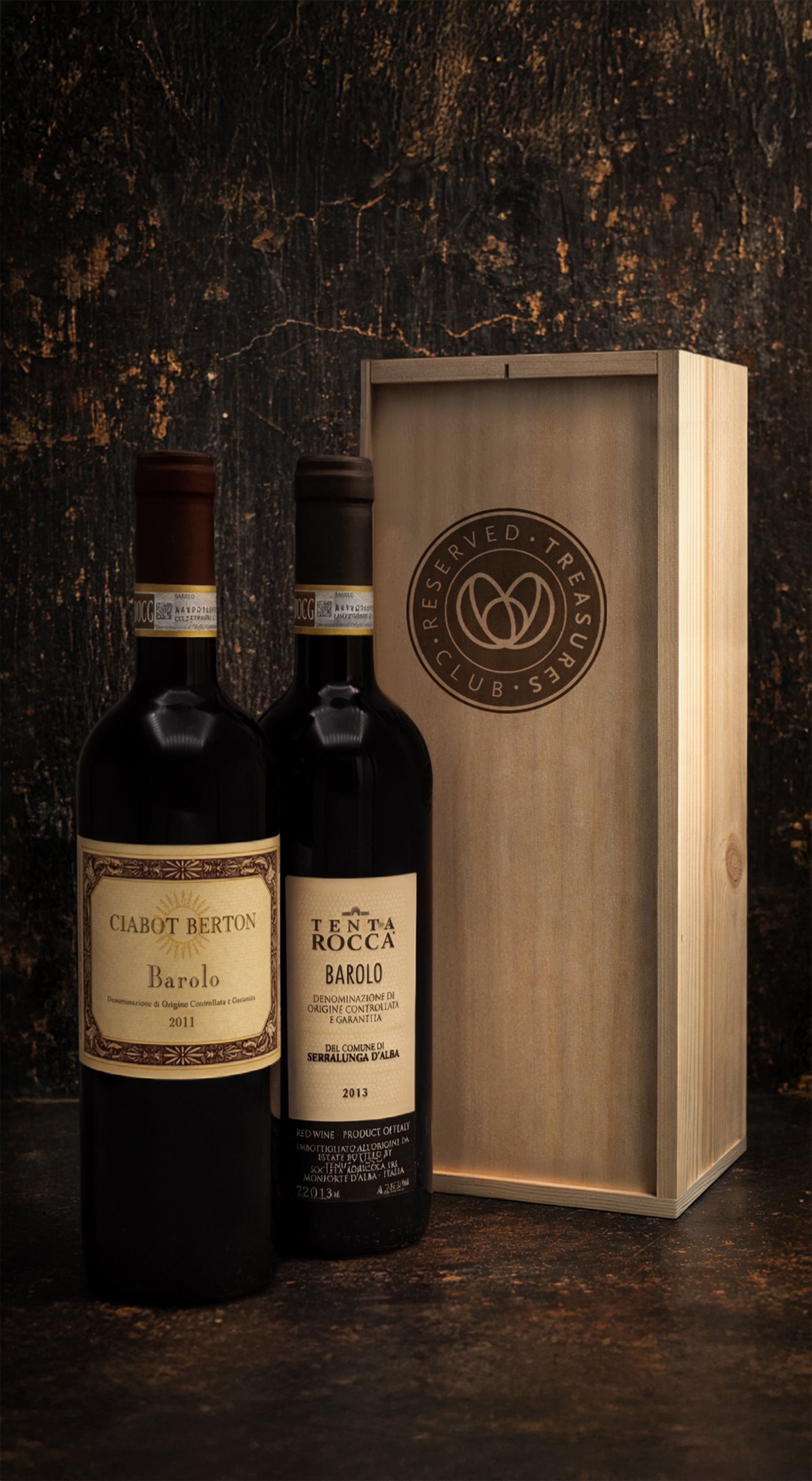 Barolo Duo Giftset with two Barolo bottles in premium wooden gift box