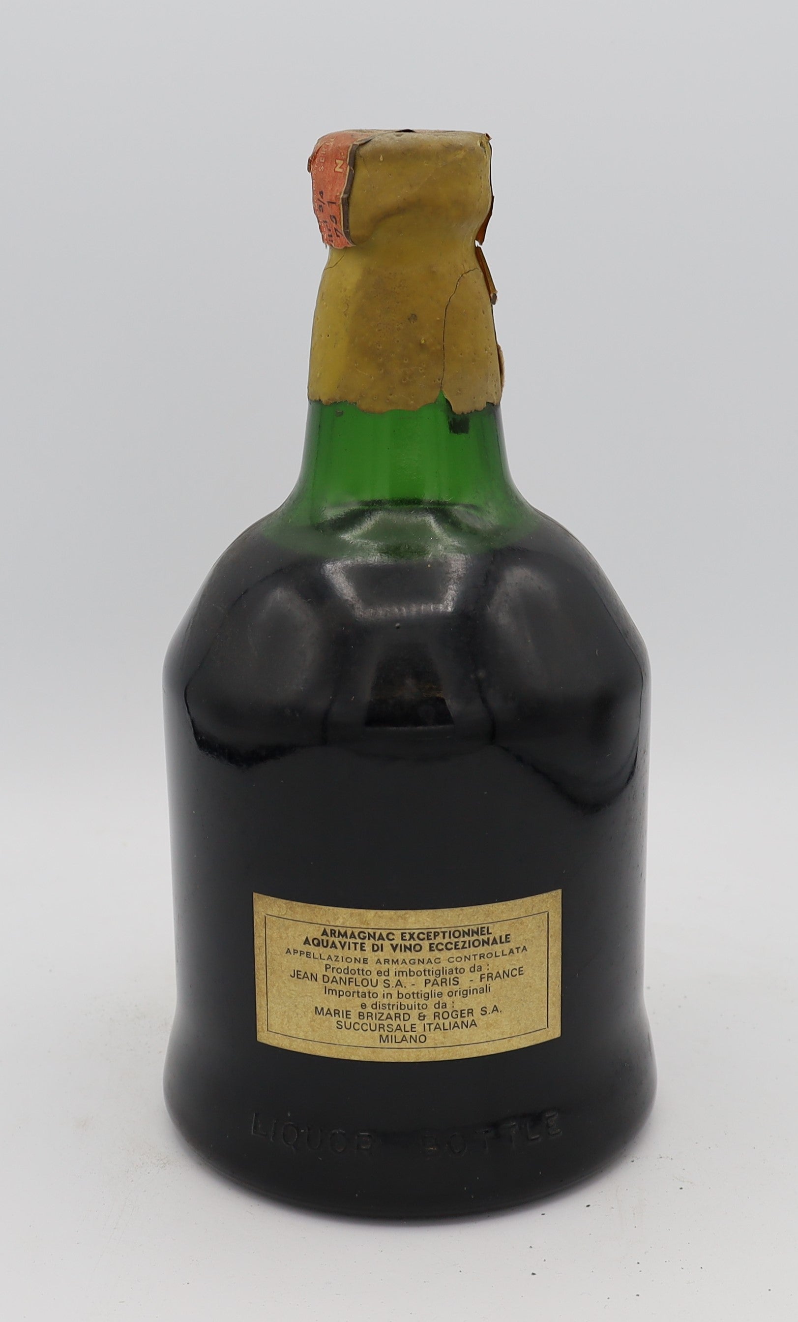 J. Danflou Armagnac Exceptionnel Hors d’Âge with gold cap – rare premium aged brandy with rich, complex flavors, ideal for collectors and connoisseurs.