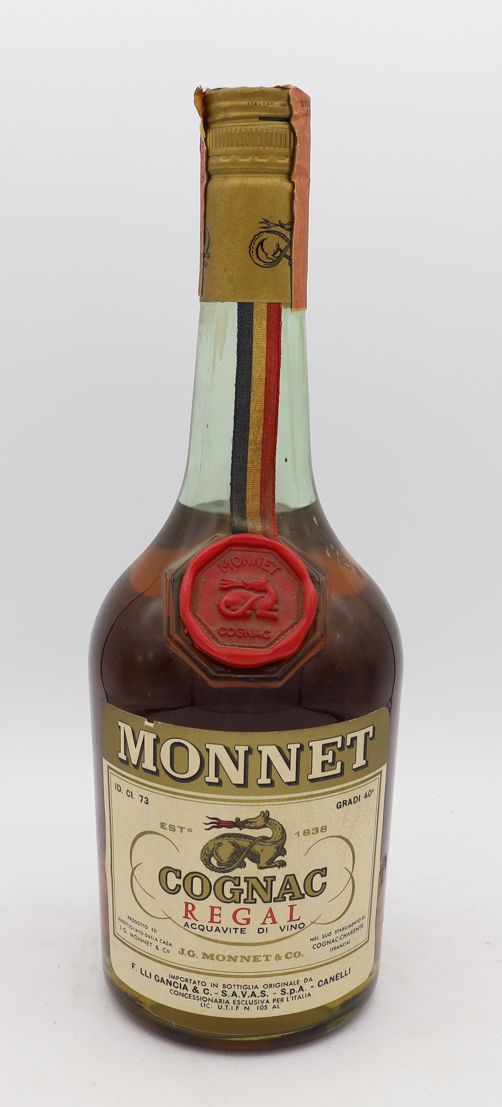 J.G. Monnet & Co Regal Cognac – premium French brandy with rich amber color, smooth and refined flavors, ideal for collectors and connoisseurs.