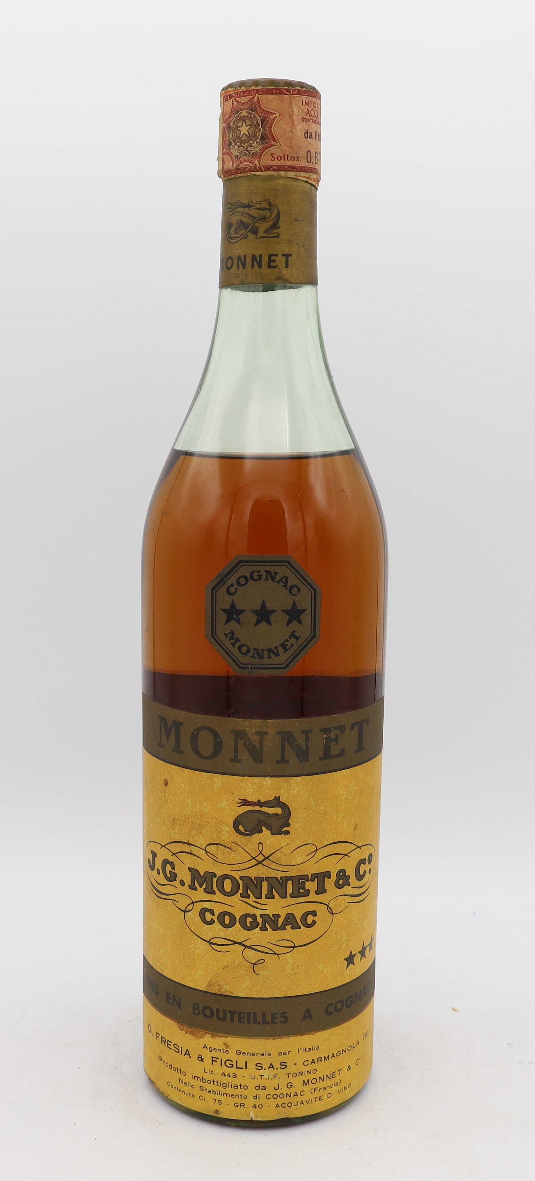 J. G. Monnet & Co 3 stars Cognac 1950's