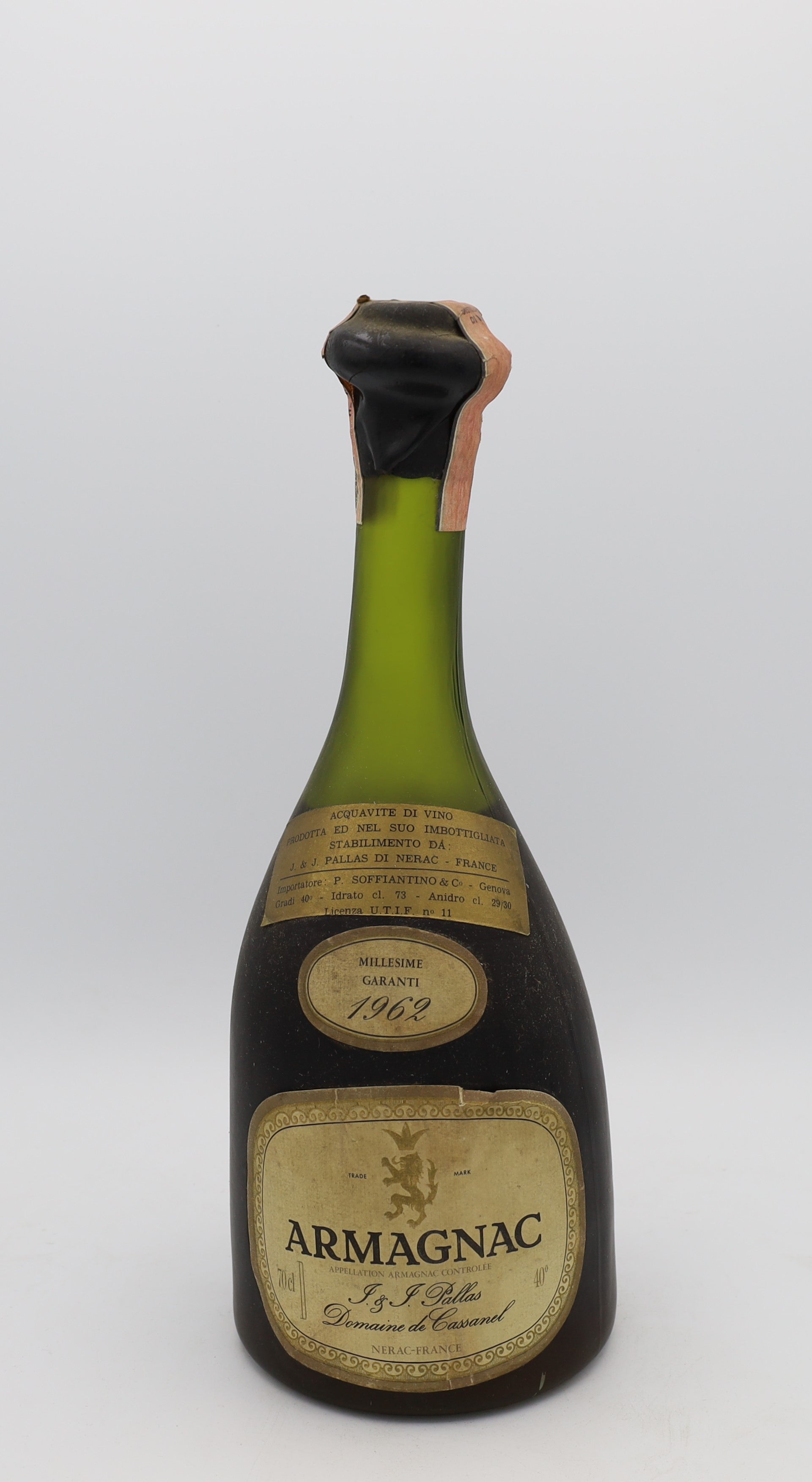 J.J. Pallas Armagnac Vintage 1962, Reserved Treasures Club edition – rare vintage brandy with rich, complex flavors, perfect for collectors.