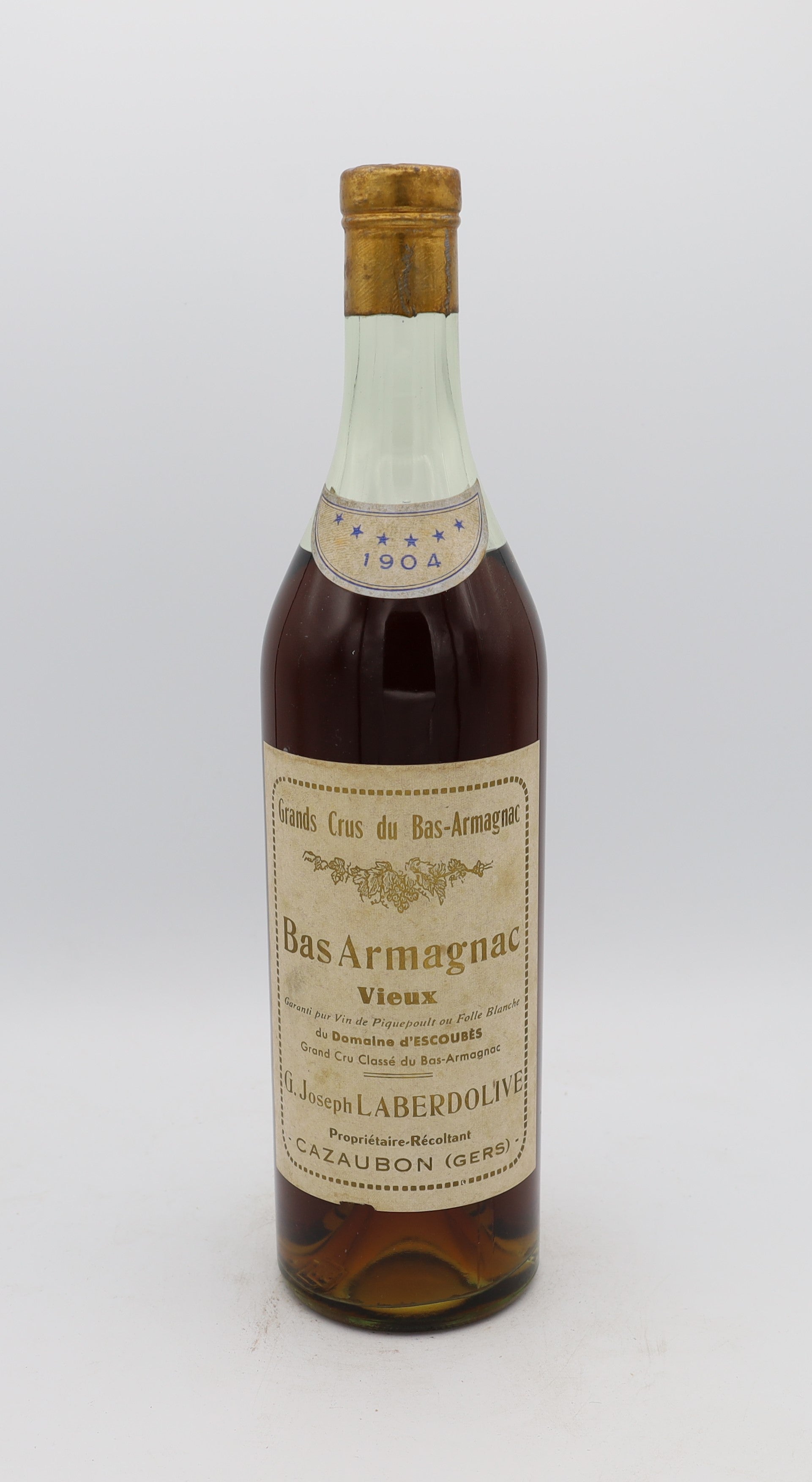 Laberdolive Bas-Armagnac Vintage 1904, Reserved Treasures Club edition – exceptionally rare vintage brandy with rich, complex flavors, perfect for collectors.