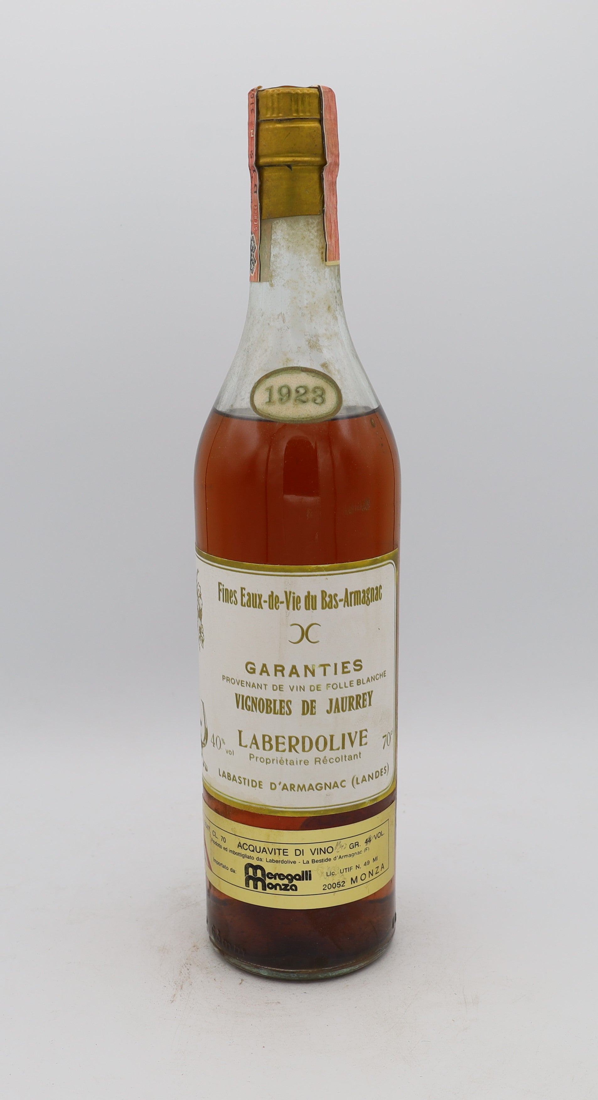 Laberdolive Bas-Armagnac Vintage 1923, Reserved Treasures Club edition – exceptionally rare vintage brandy with rich, complex flavors, perfect for collectors.