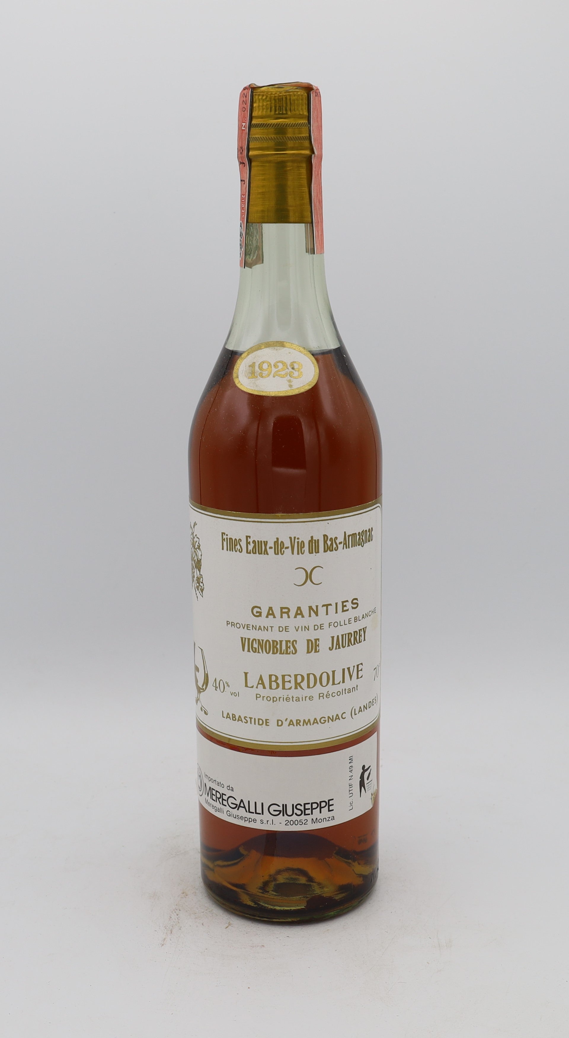 Laberdolive Bas-Armagnac Vintage 1923, Reserved Treasures Club edition – exceptionally rare vintage brandy with rich, complex flavors, perfect for collectors.