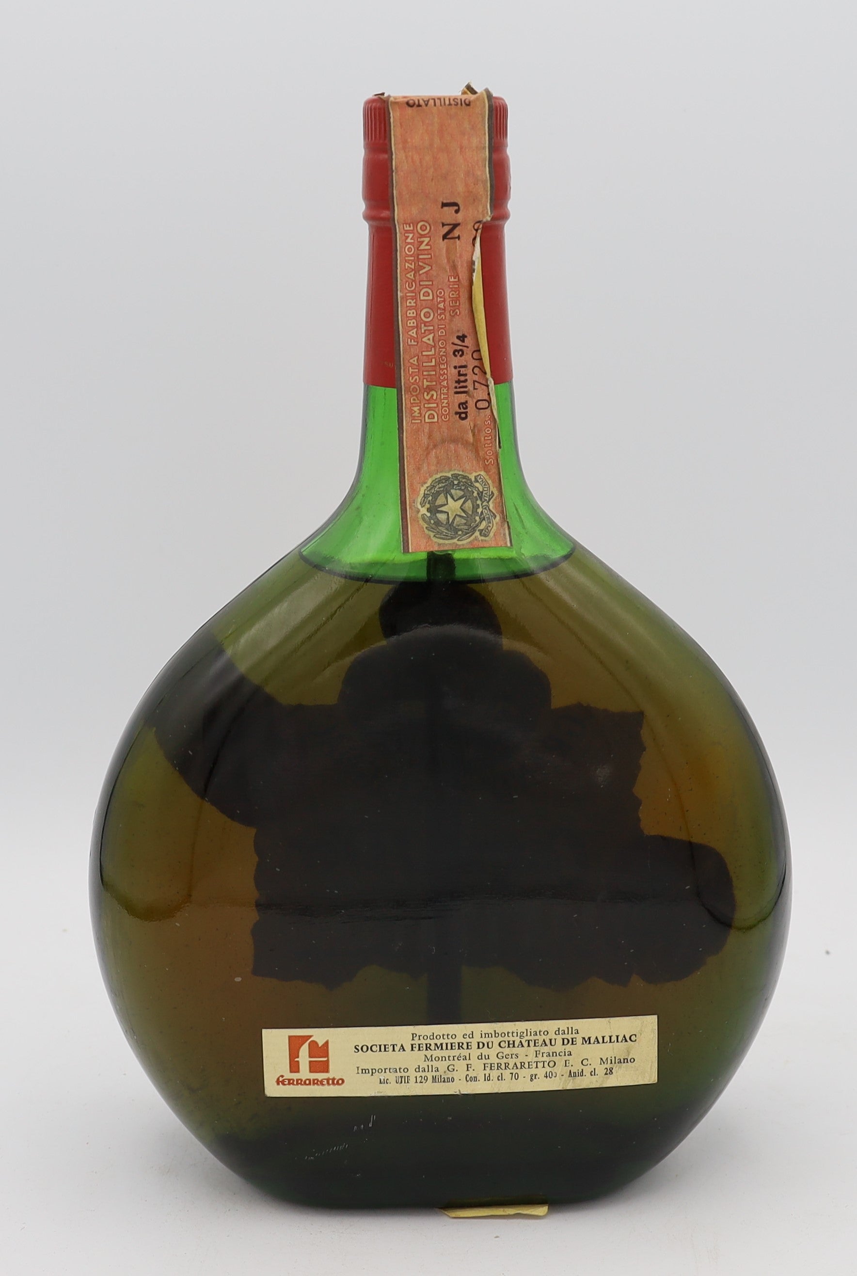 Malliac Casque d'Or Grand Armagnac in green bottle with red cap – premium aged brandy with rich, complex flavors, ideal for collectors and connoisseurs.