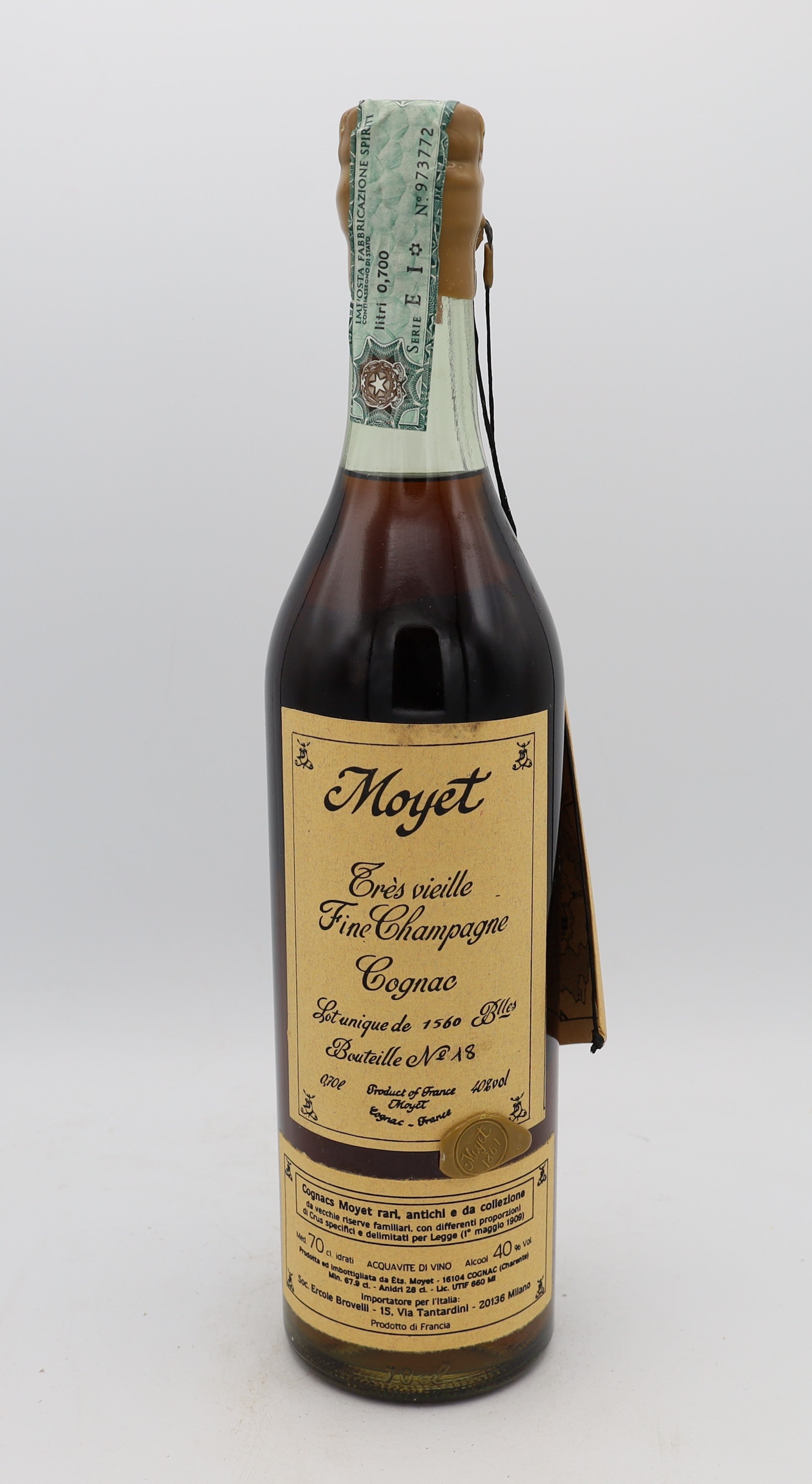 Moyet Très Vieille Fine Champagne Cognac – limited edition French cognac, 1 of 1560 bottles, collectible for connoisseurs
