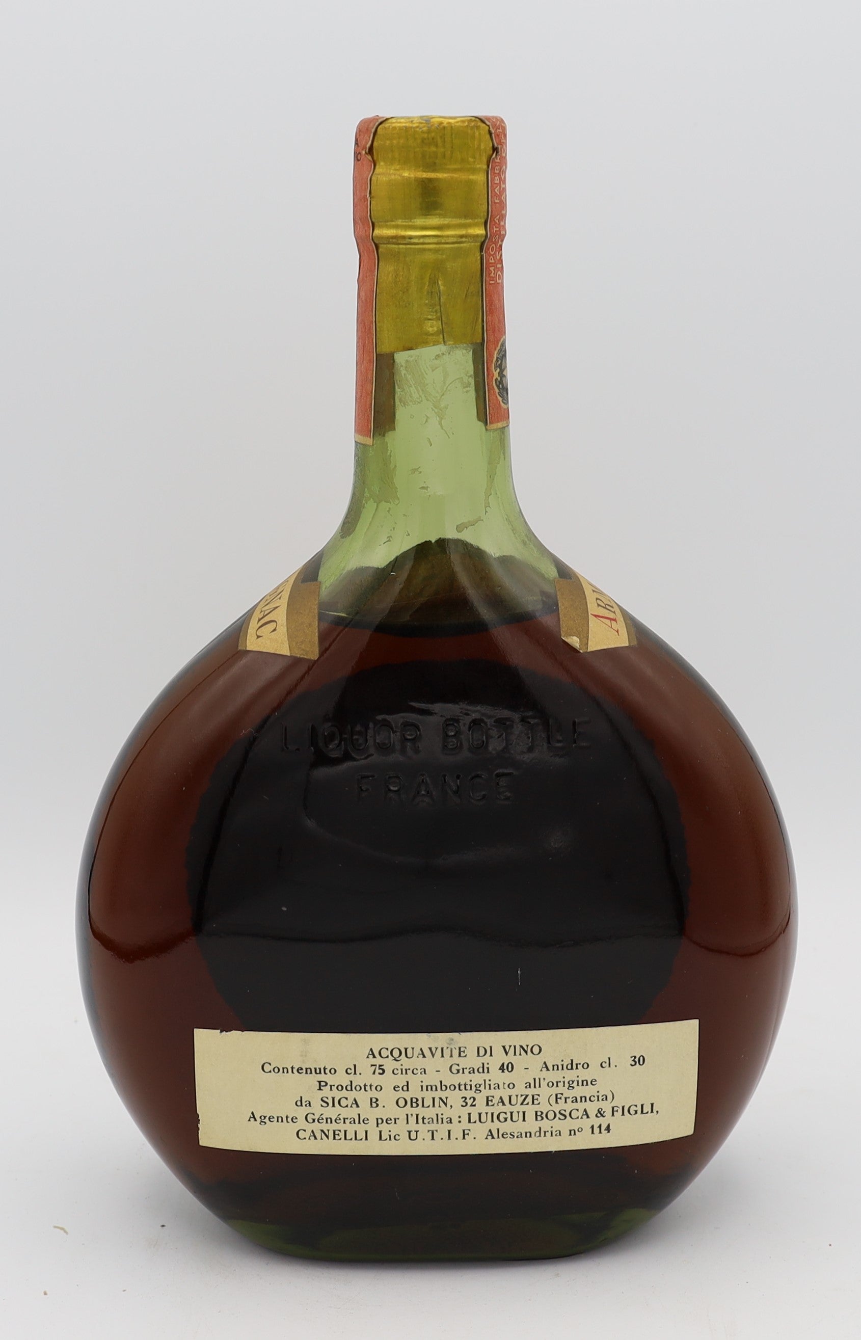 Oblin Armagnac 15 Ans d’Âge in green bottle – premium aged brandy with rich, smooth flavors, ideal for collectors and connoisseurs.