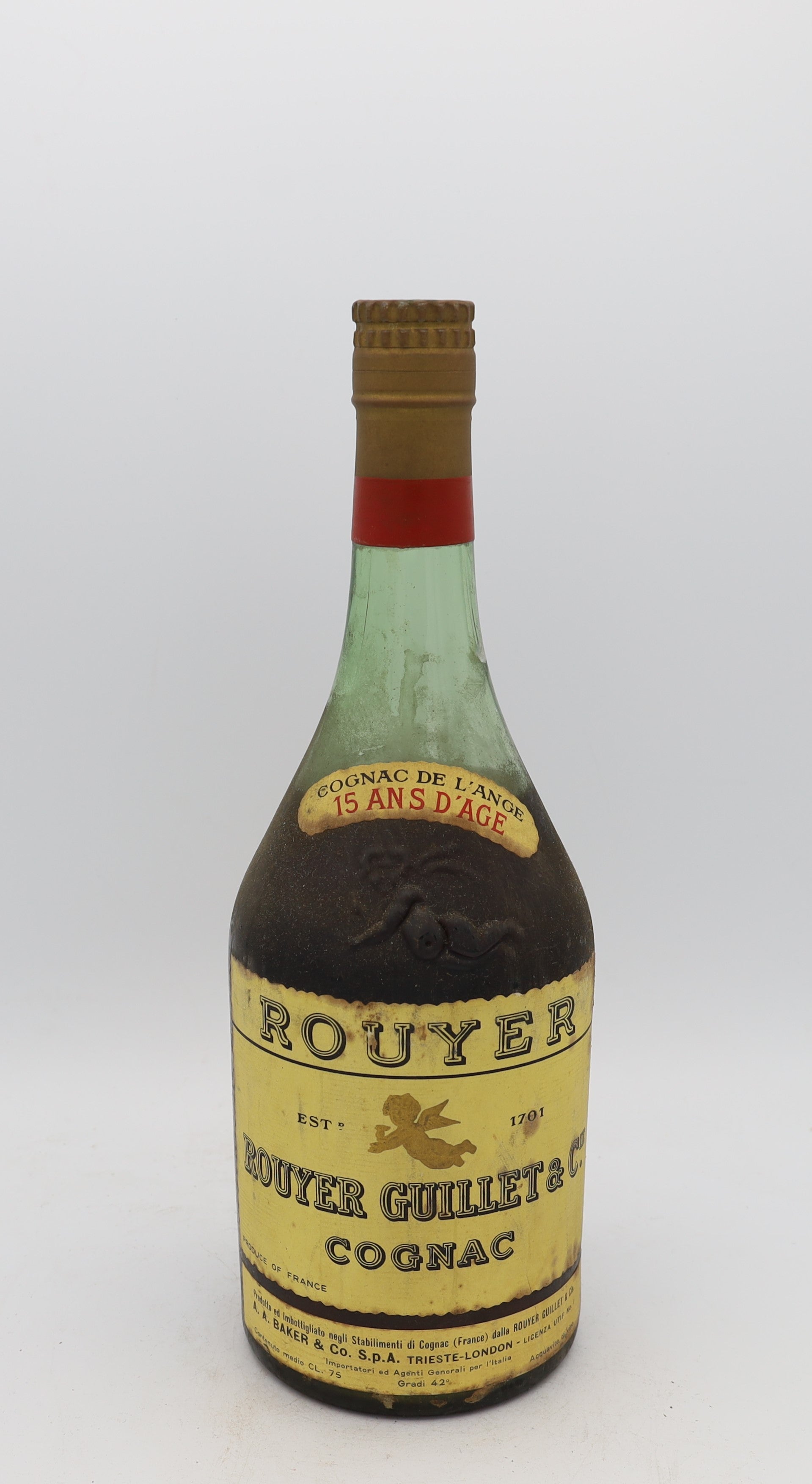 Rouyer Guillet 15 Ans d’Âge Cognac de l’Ange – rear view of premium French cognac bottle, collectible edition