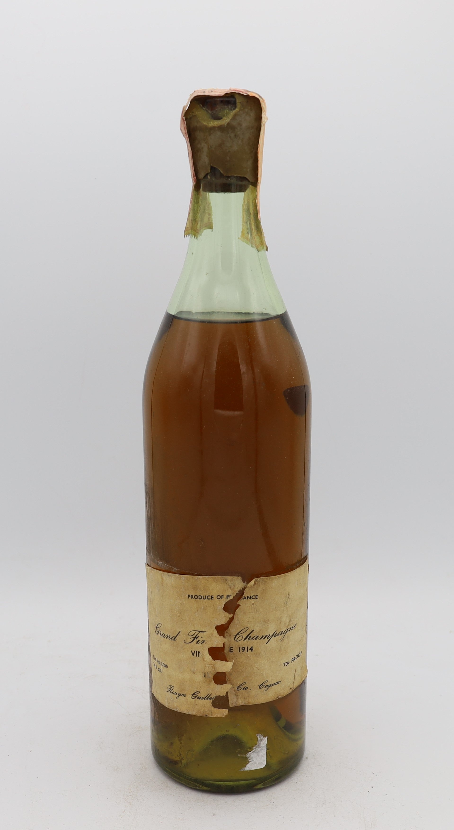 Rouyer Guillet Grande Fine Champagne Cognac Vintage 1914 – rare and historic French cognac, collectible bottle for connoisseurs