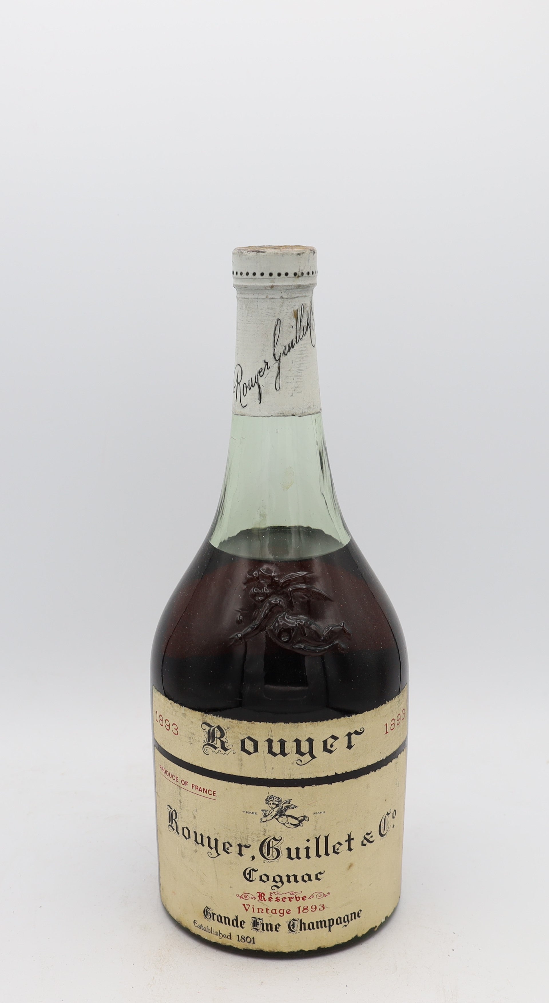 Rouyer Guillet Réserve Grande Fine Champagne Cognac Vintage 1893 – rare historic French cognac, collectible bottle for connoisseurs