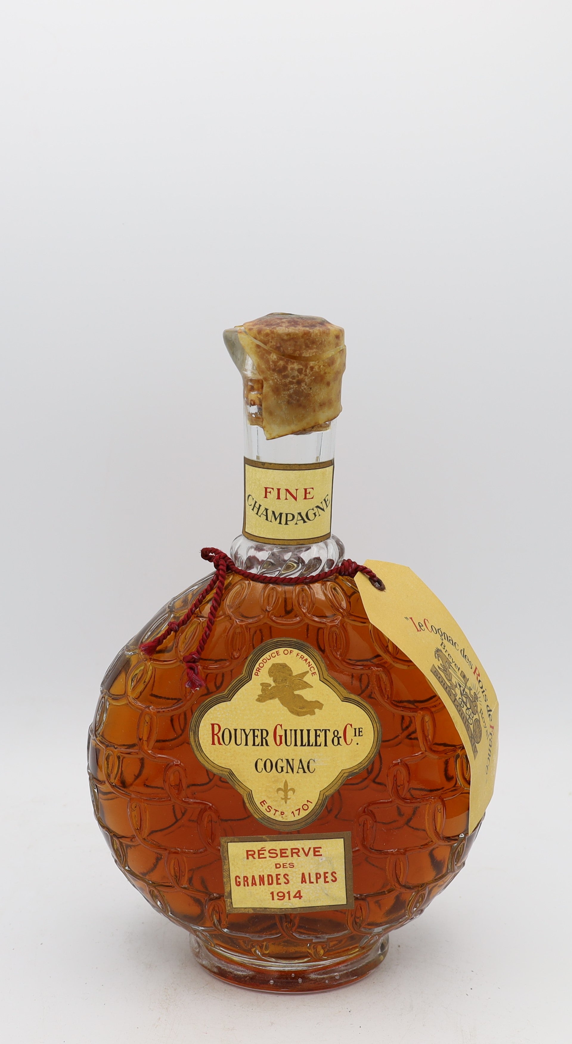 Rouyer Guillet Réserve des Grandes Alpes Cognac 1914 – rare vintage French cognac, collectible bottle for connoisseurs