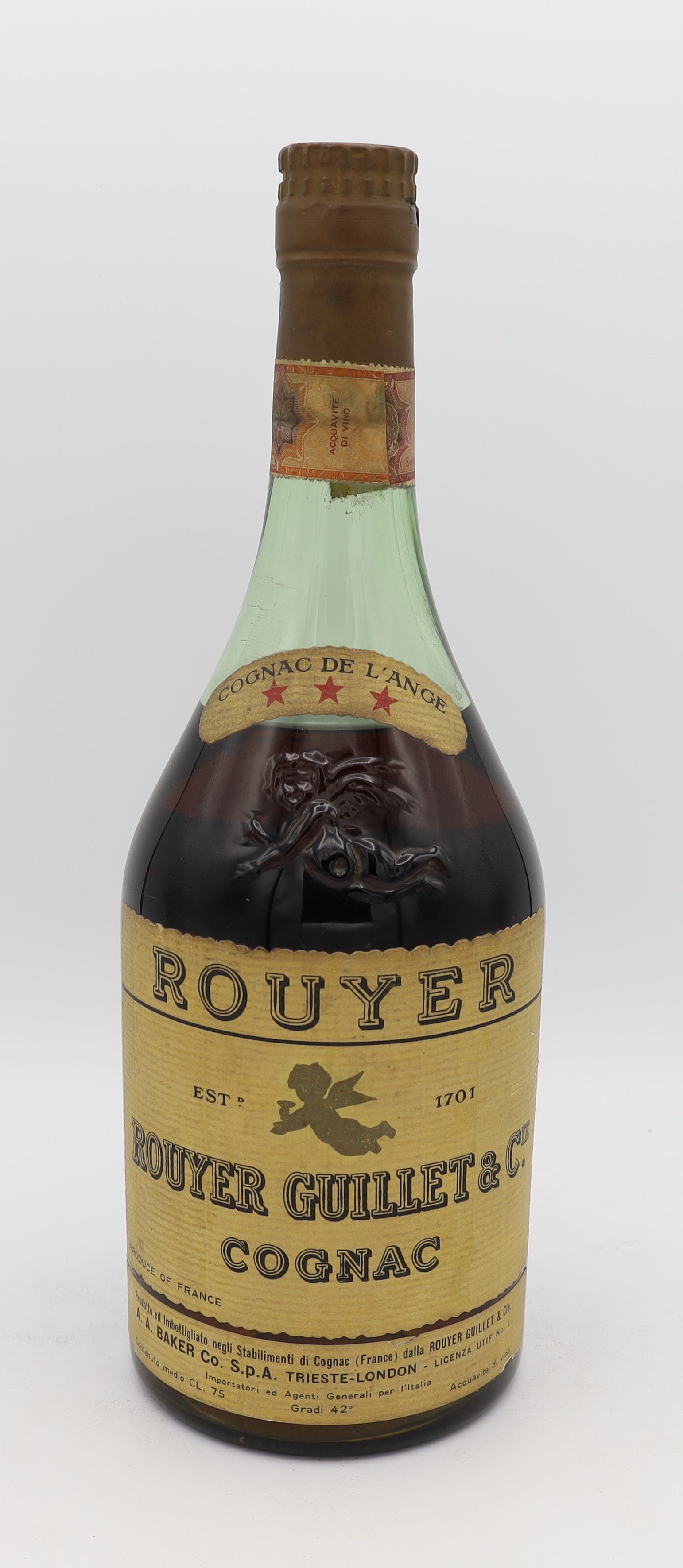Rouyer-Guillet Cognac de L’Ange – premium French brandy with rich amber color, smooth and refined flavors, ideal for collectors and connoisseurs.