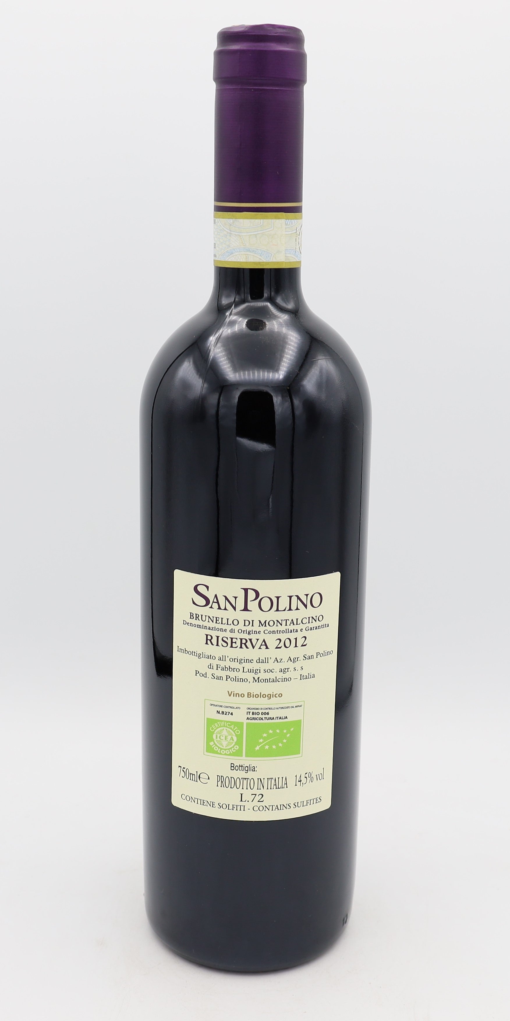 San Polino Riserva 2012 Brunello di Montalcino DOCG – prestigious aged red wine from Tuscany, offering rich complexity, deep fruit notes and elegant structure.
