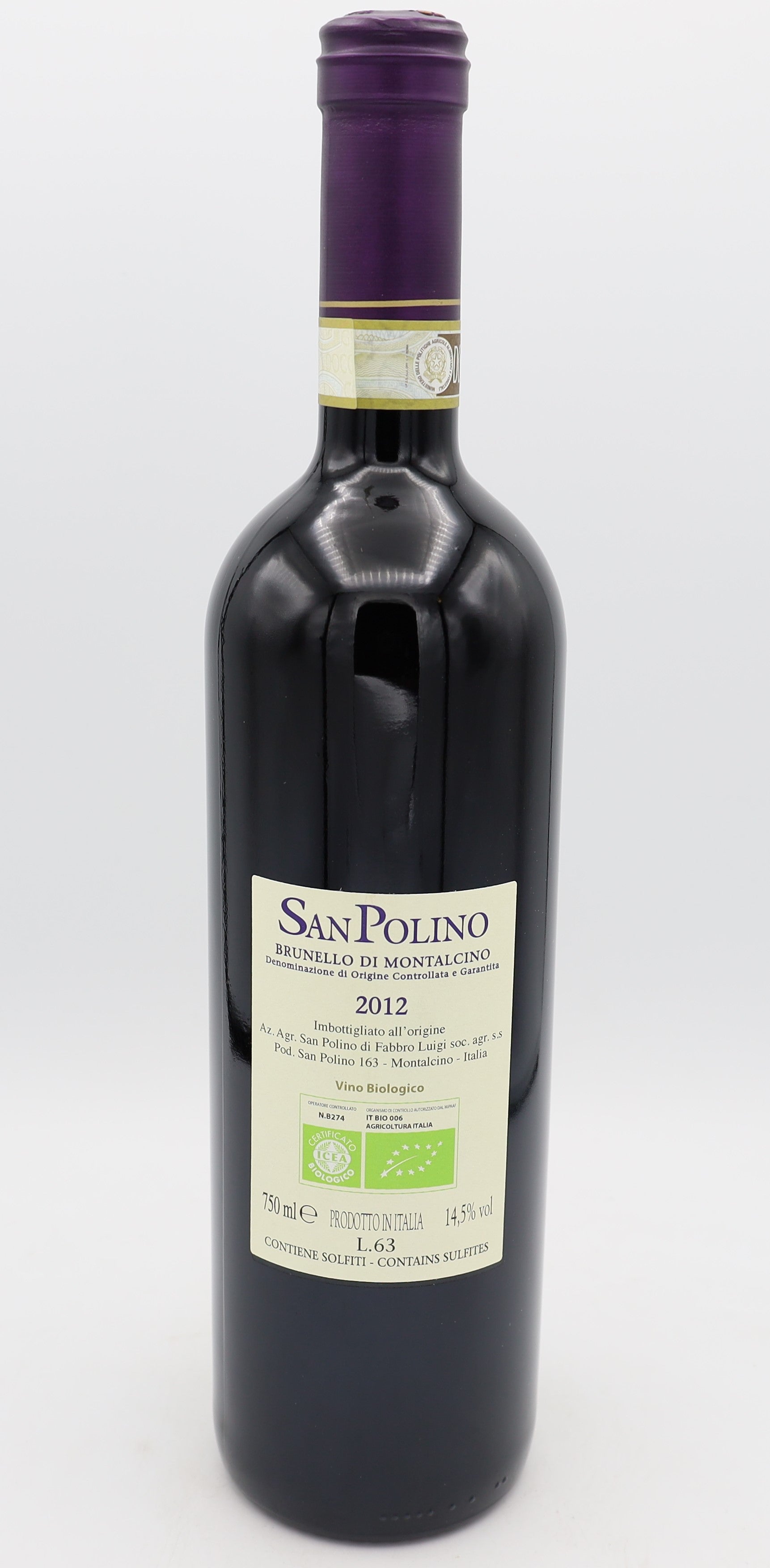 San Polino Vintage 2012 Brunello di Montalcino DOCG – refined Italian red wine from Tuscany with aromas of ripe cherries, spice and earthy depth.