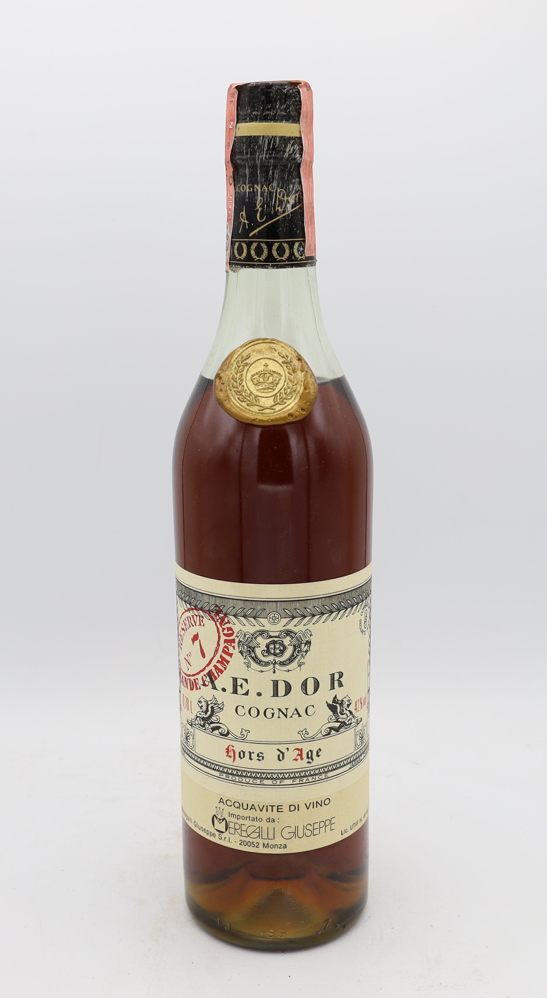 A.E. Dor Cognac Réserve No.7 Hors d’Âge Grande Champagne – rare premium French cognac, collectible bottle for connoisseurs