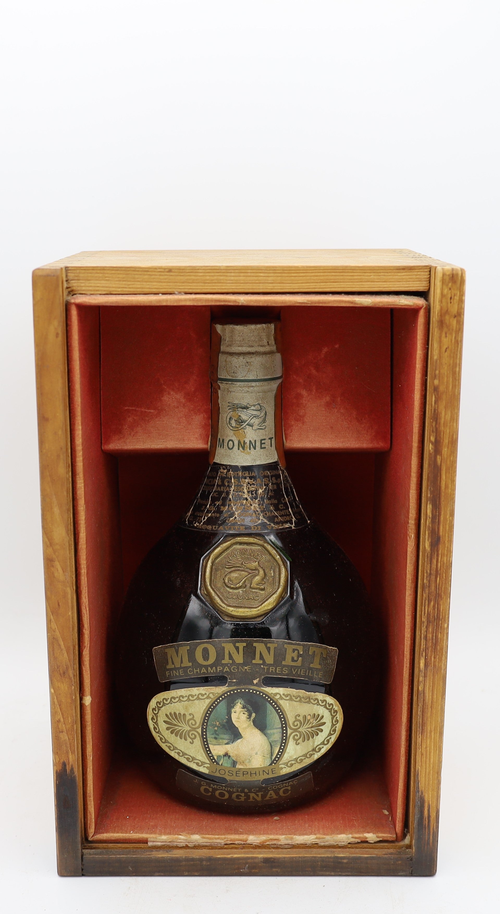 J.G. Monnet Fine Champagne Très Vieille Joséphine Cognac – rare premium French cognac in luxury gift box, perfect for collectors and gifting