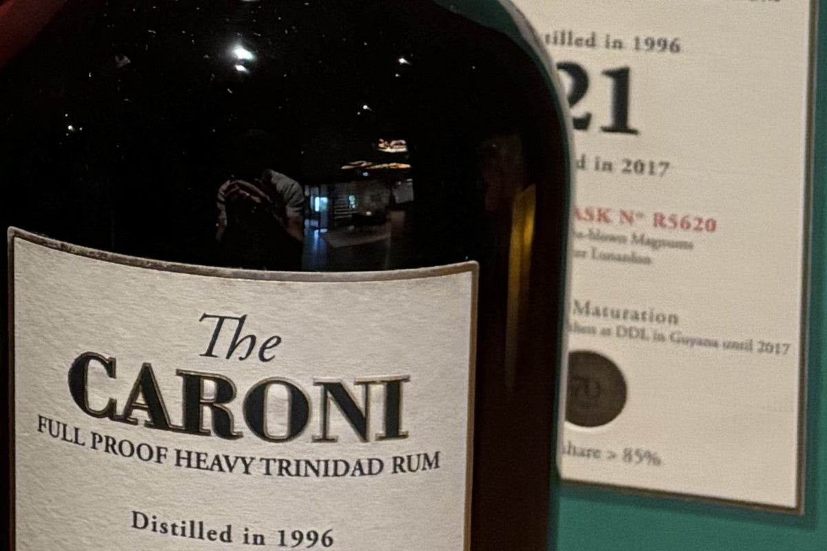 Caroni rum bottle from the legendary Caroni distillery in Trinidad, rare full proof vintage Trinidad rum from the lost Caribbean distillery