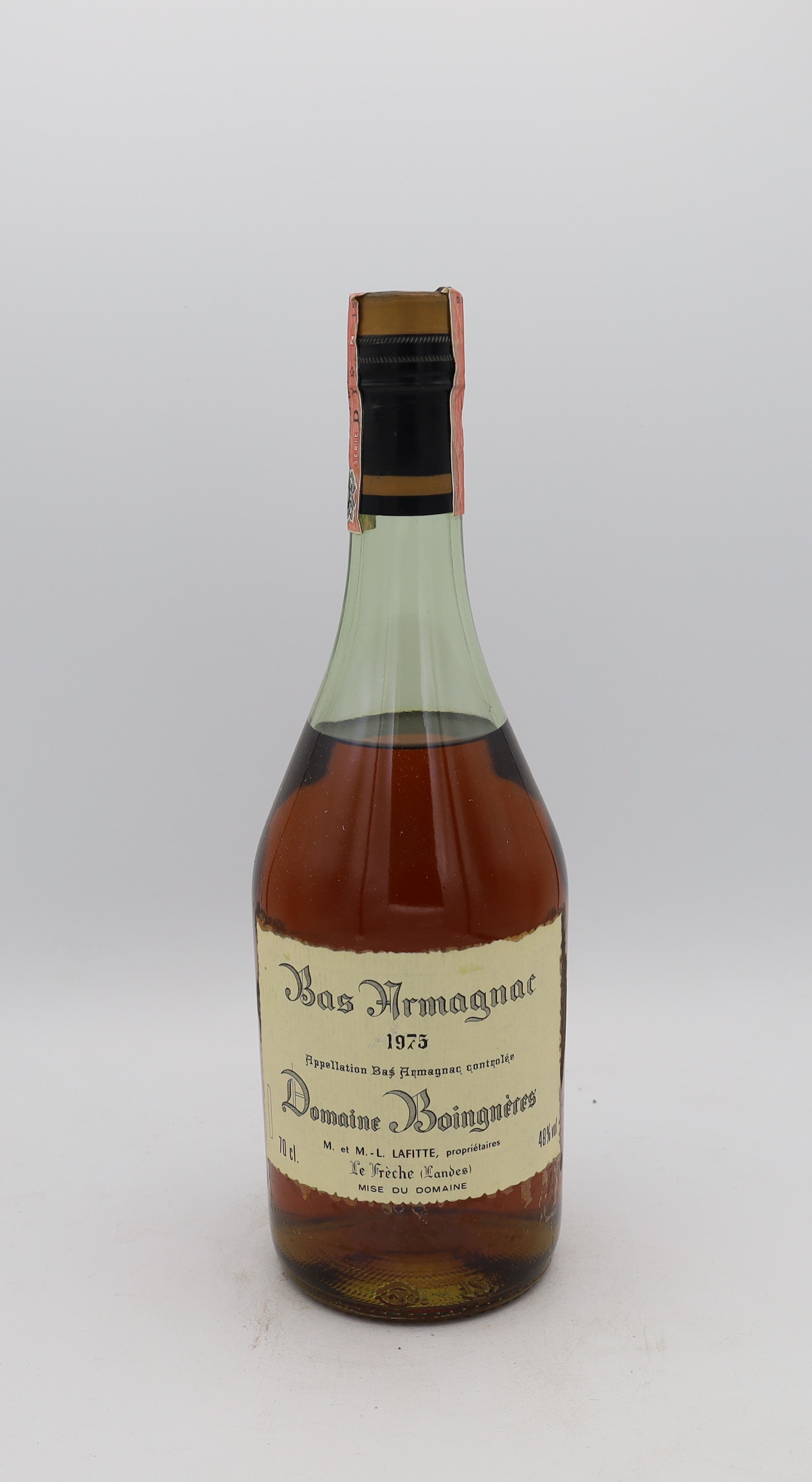 Domaine Boingneres Bas-Armagnac Vintage 1975, Reserved Treasures Club edition – rare vintage brandy with rich, complex flavors, perfect for collectors.