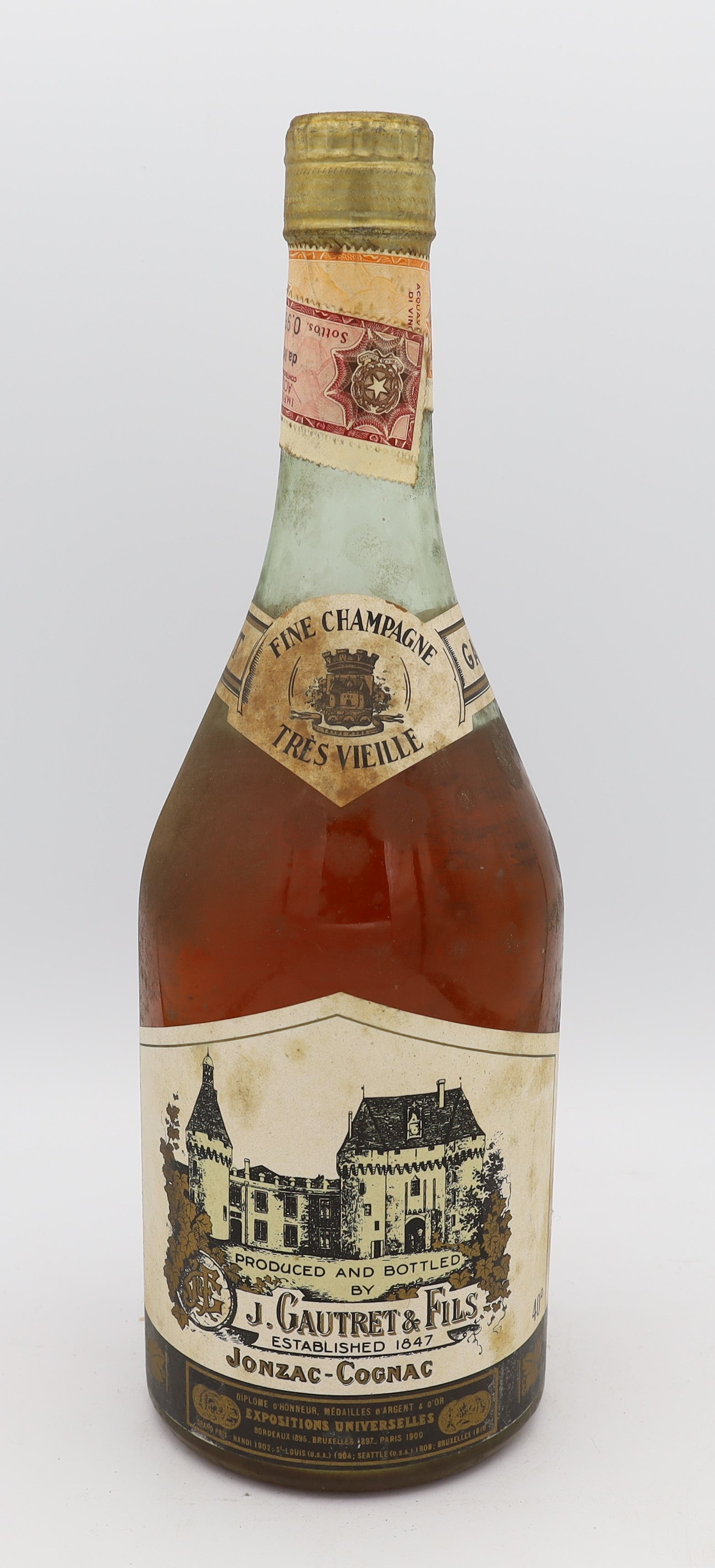 Gautret Très Vieille Fine Champagne Cognac – premium French brandy with rich amber color, smooth and complex flavors, aged to perfection, ideal for collectors and connoisseurs.