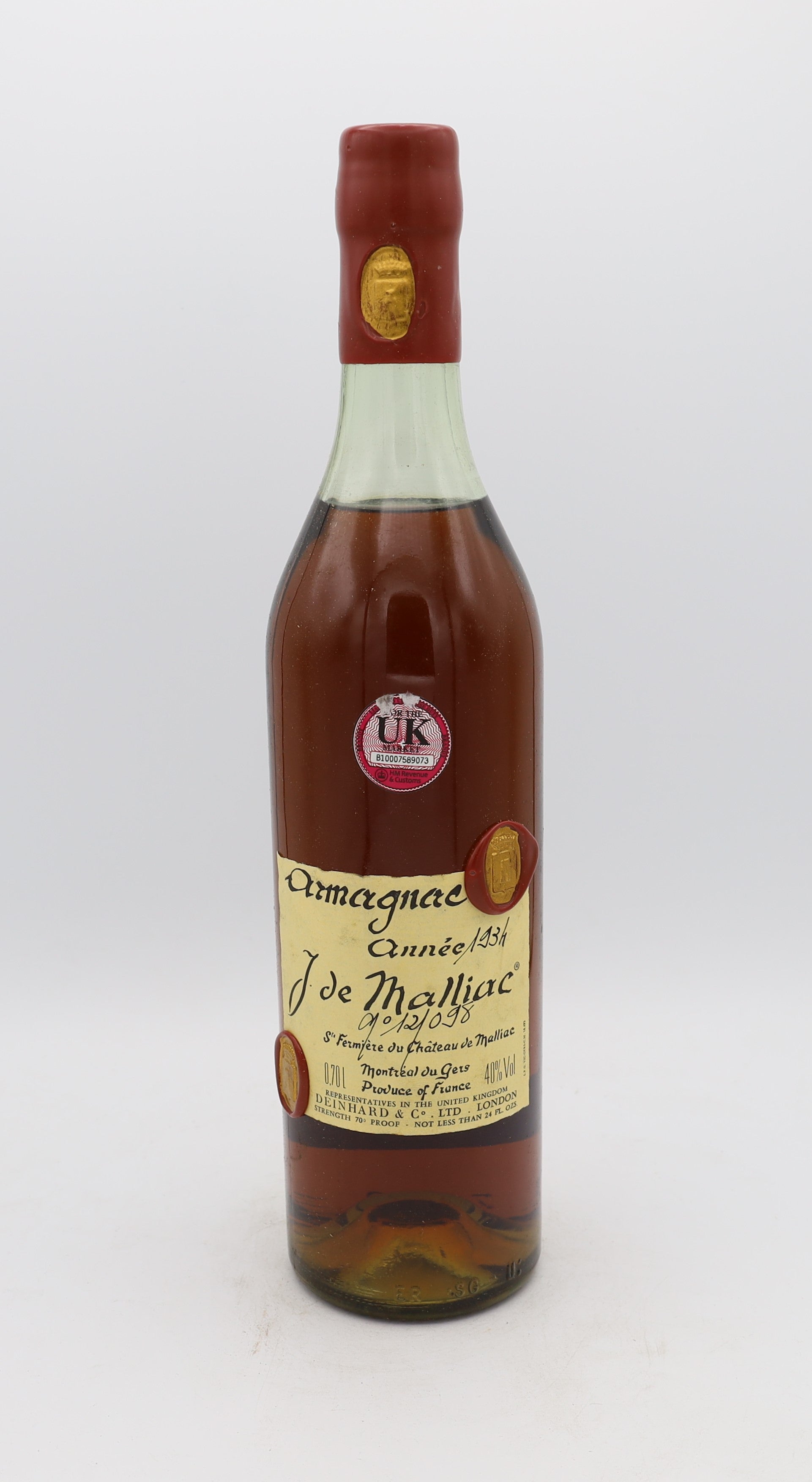 J. de Malliac Armagnac Vintage 1934