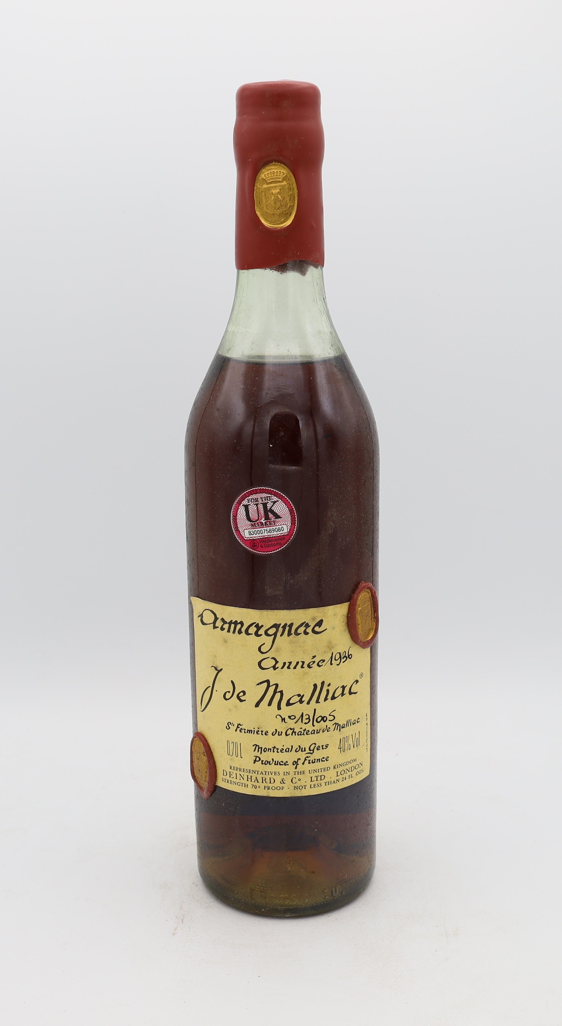 J. de Malliac Armagnac Vintage 1936