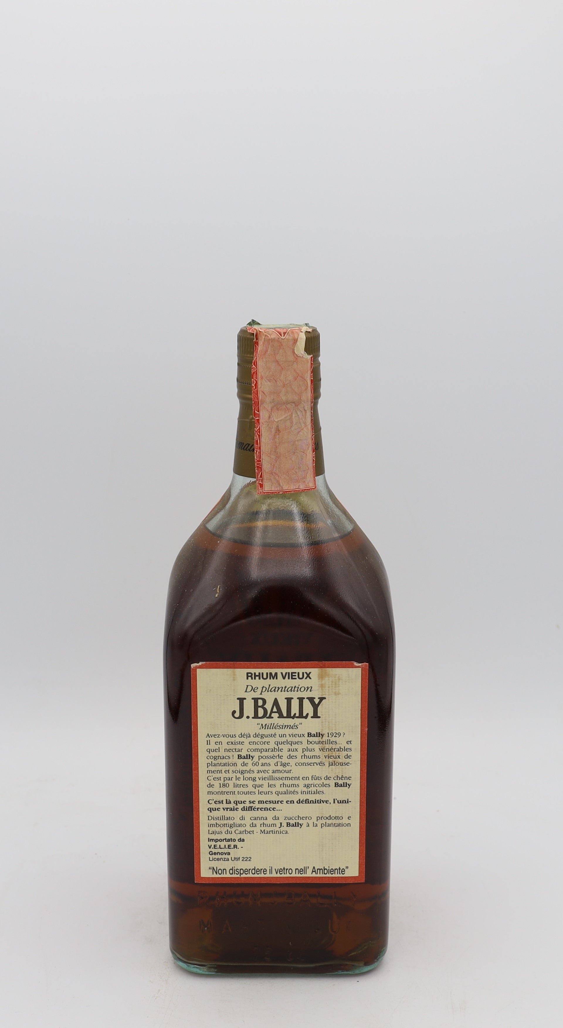 J. Bally 1985 Millésime Vieux Rhum Agricole, Reserved Treasures Club edition, presented in a collector’s box – rare aged Martinique rum with rich, complex flavors.