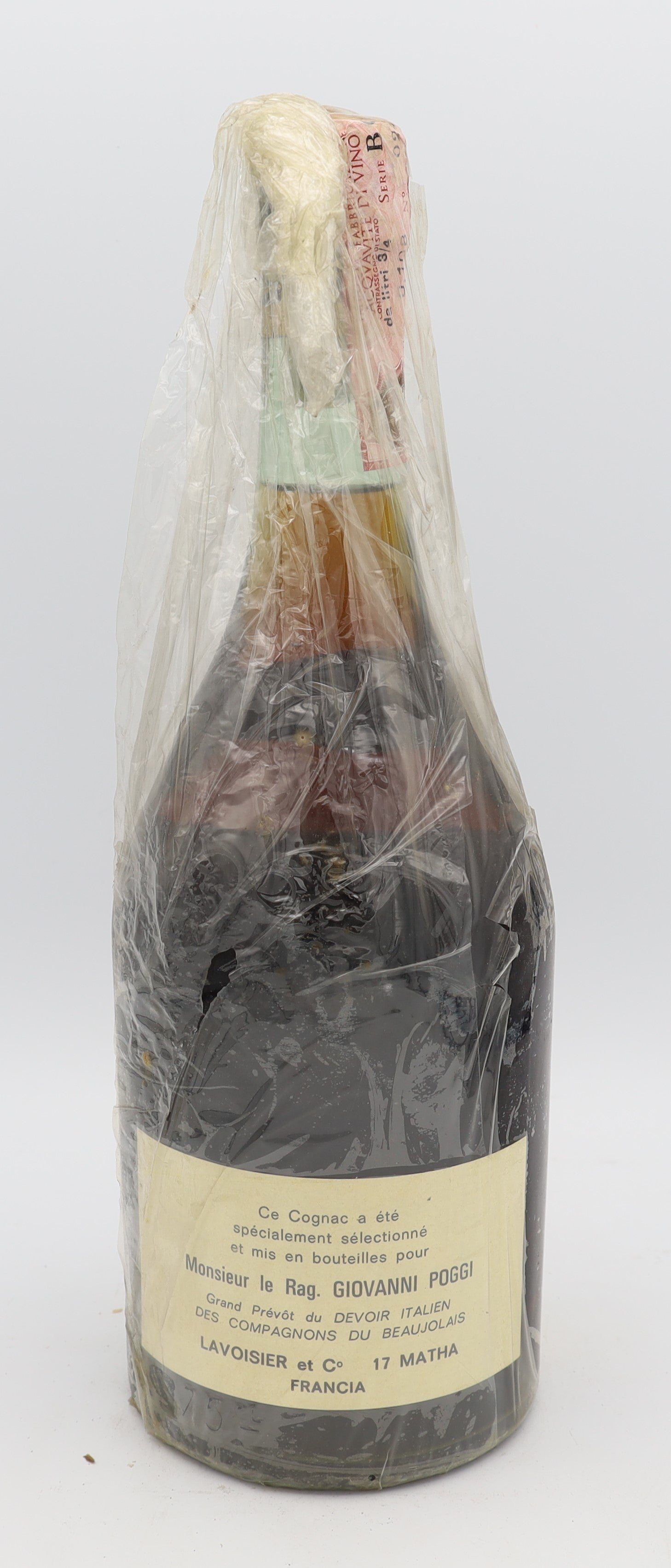 Lavoisier Cognac Napoleon Reserve – premium French brandy with rich amber color, smooth and refined flavors, presented in a classic bottle with blue and gold label.