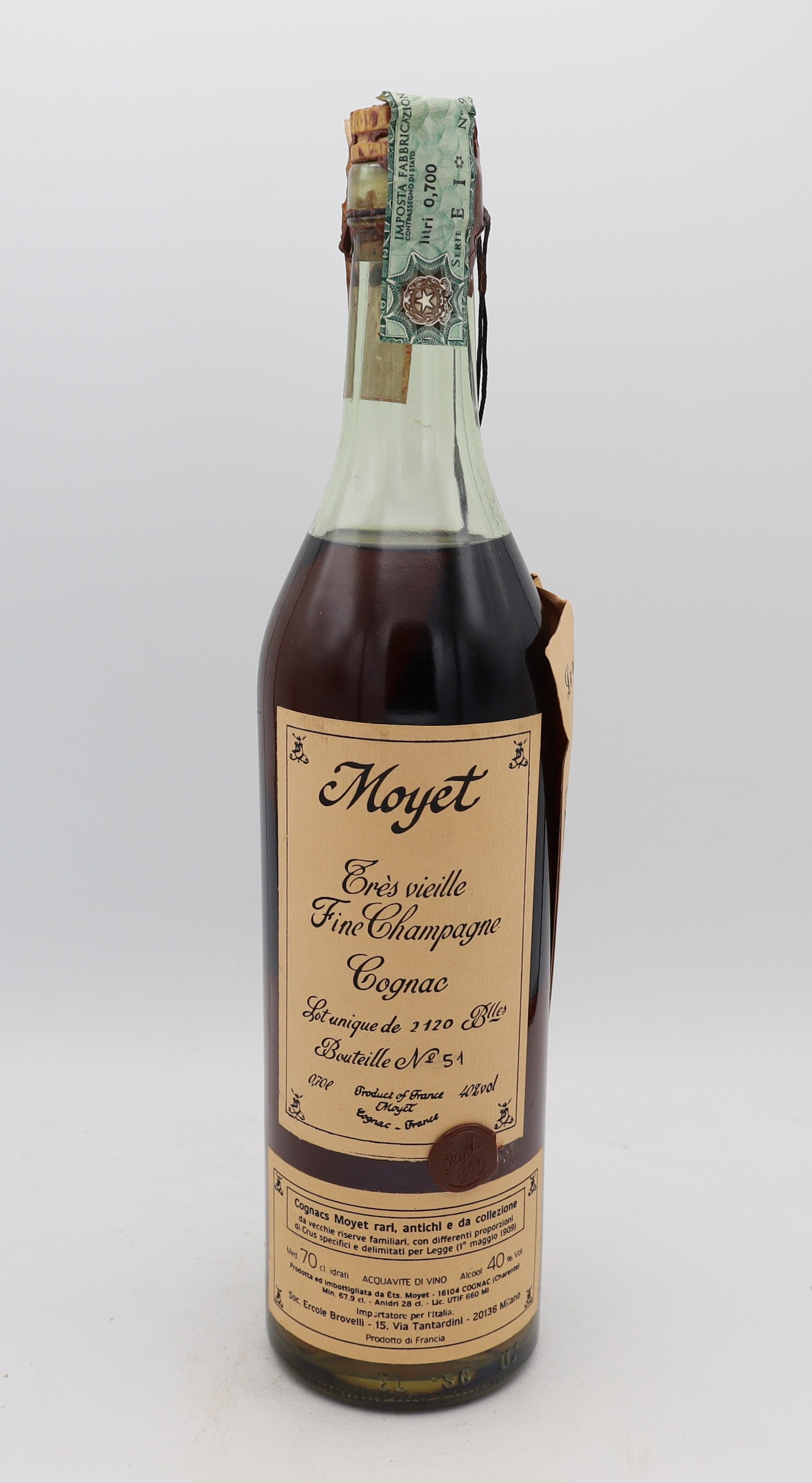 Moyet Très Vieille Fine Champagne Cognac – limited edition French cognac, 1 of 2120 bottles, collectible for connoisseurs